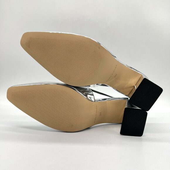 Marc Fisher Womens 9M Lethe Silver Mirror Slingback Heels Pumps Shoes - Picture 9 of 13